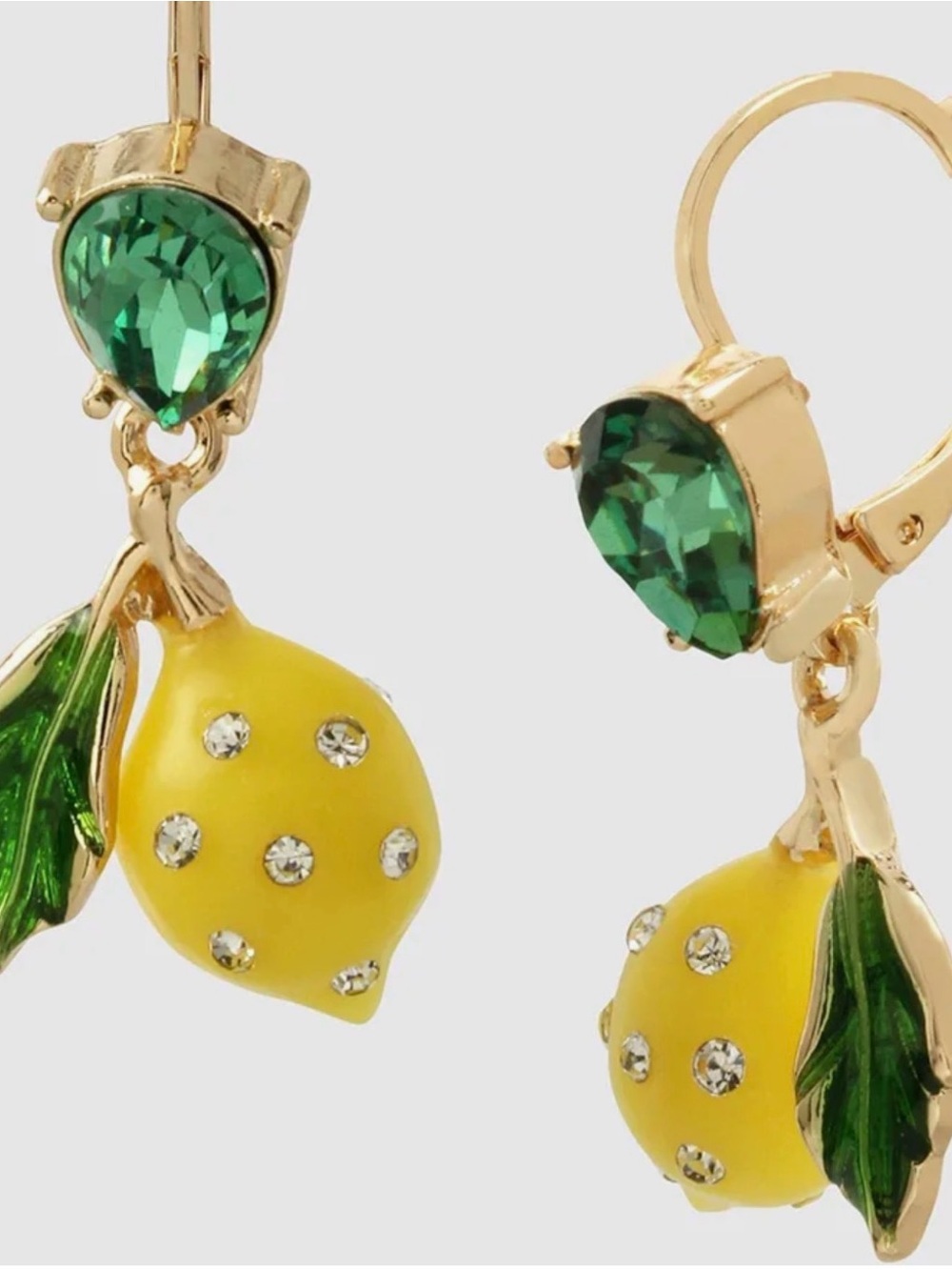 Betsy Johnson Yellow Lemon Drop & Green Leaf Drop Earrings - Women Jewelry